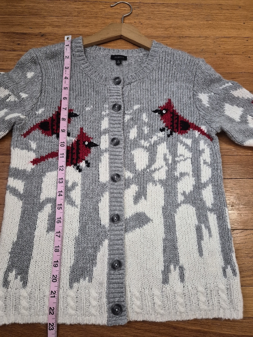 Talbots Cardinals Winter Snow Birch Cardigan Sweater Size XS - Picture 6 of 6
